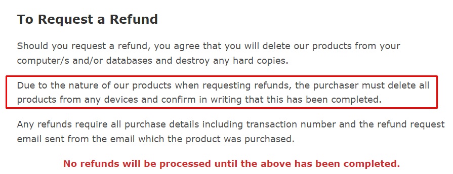 Digital Documents Direct Refund Policy: How to request a refund section