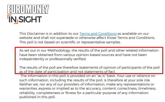 Euromoney survey disclaimer