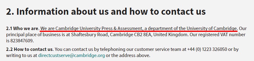 Cambridge University Press contact info