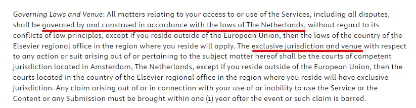 Generic Governing Laws and Venue clause