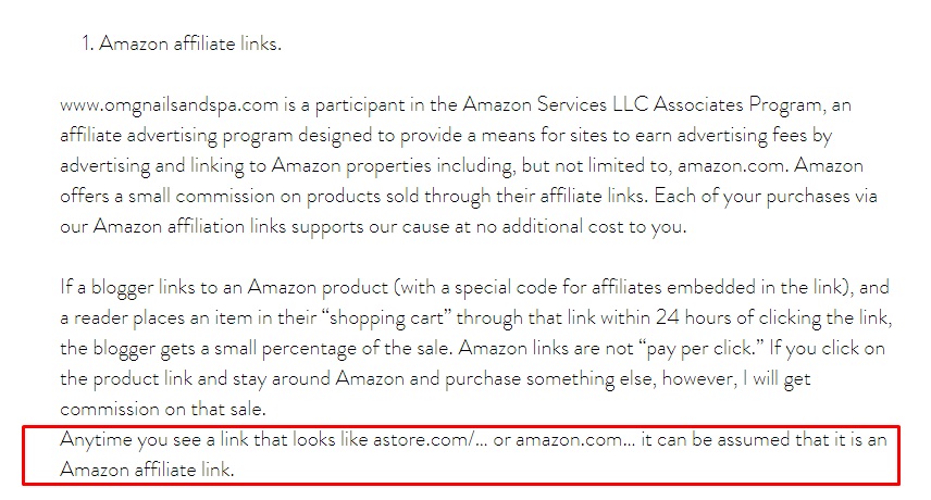 OMG Nails and Spa Affiliate disclaimer