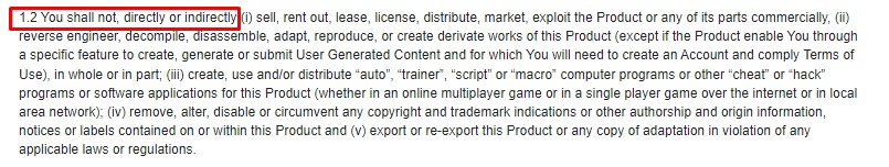 Ubisoft EULA: Shall not clause