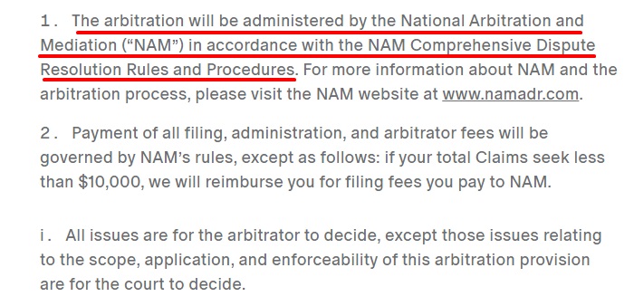 Conde Nast User Agreement: Arbitration clause