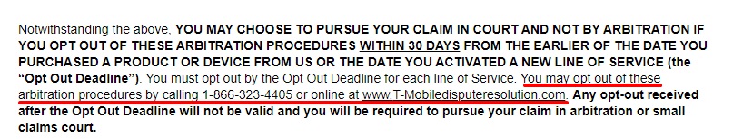T Mobile Terms and Conditions Arbitration clause