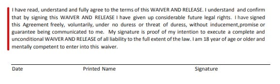 Generic liability waiver and release