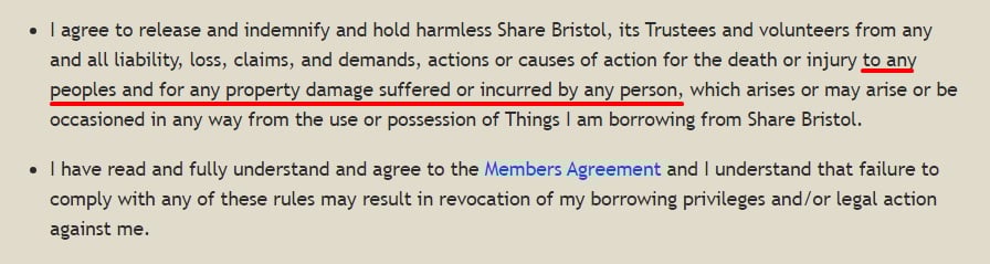 Share Bristol liability waiver excerpt
