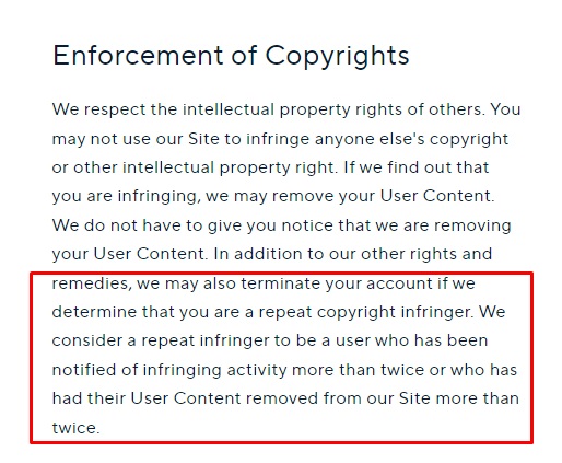 Intercom Terms of Use: Copyrights clause