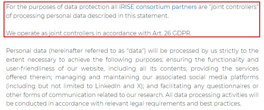 iRISE Privacy Policy: Intro section