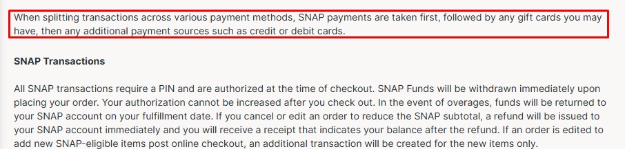 Giant Eagle Terms of Use: Payment excerpt