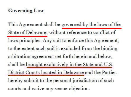 Government Executive Text Message Terms: Governing law clause