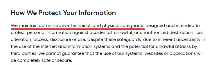 Lowes Privacy Policy: Data security clause