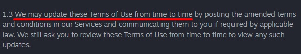 NetEase Terms of Use: Update clause