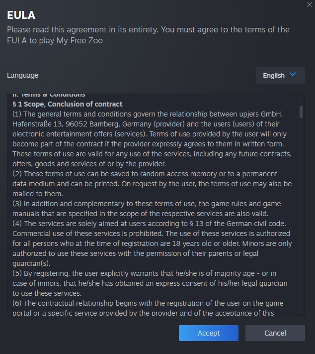 Steam Accept EULA interface