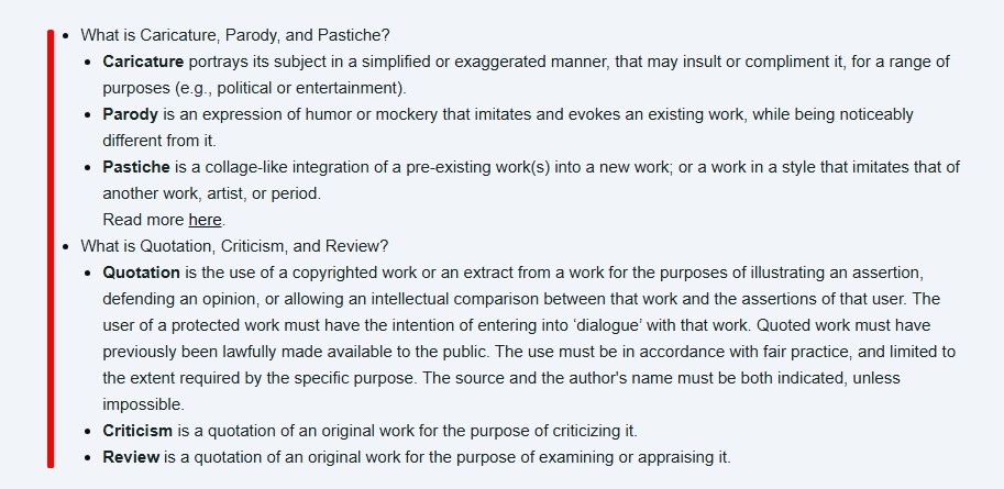 Vimeo fair use information