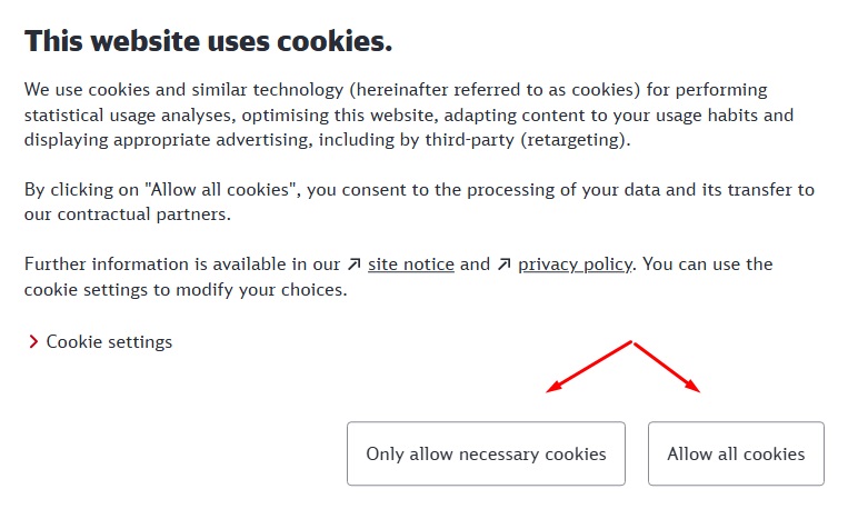 Deutsche Bahn cookie banner offering accept or reject options