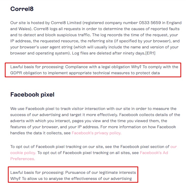 Serve Legal: Legal Basis for processing