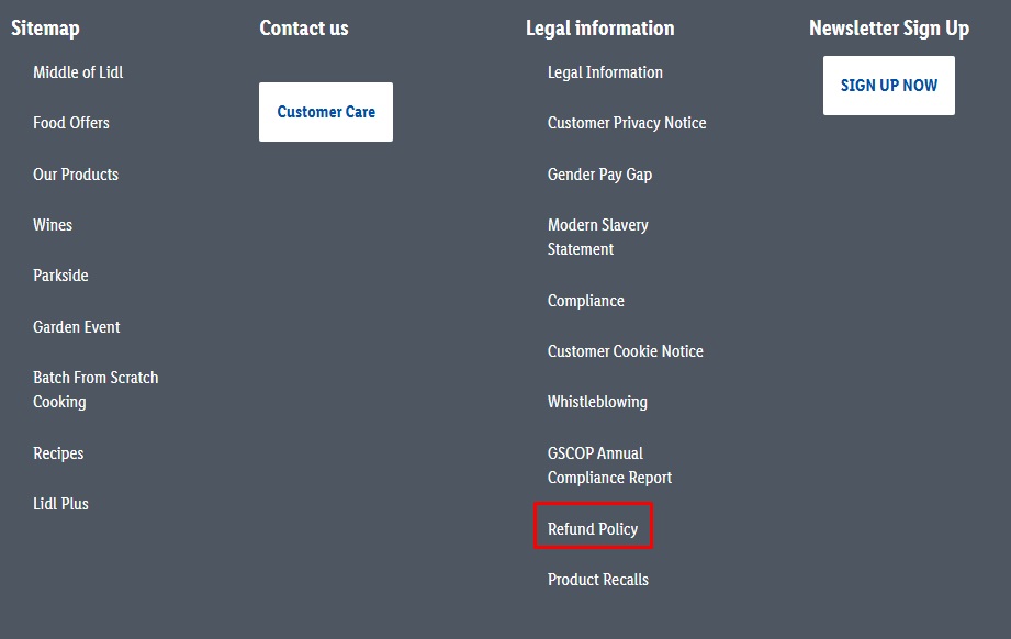 Lidl UK Return Policy Website Link
