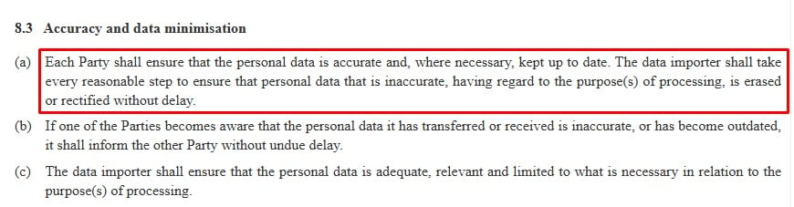 GDPR Rule on Accuracy and Data Minimisation