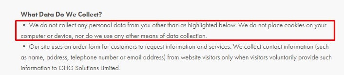 GHG Solutions - Privacy Policy - What data do we collect