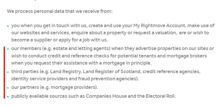 Rightmove Privacy Policy Sources of Personal Data